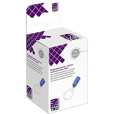 TRU COMPONENTS T2010C290 Ringkabelschoen Dwarsdoorsnede (max.): 2.5 mm² Schachtdiameter: 8.4 mm Deels geïsoleerd Blauw 25 stuk(s)