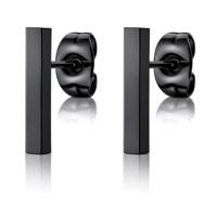 T-Bar oorbellen Dames Edelstaal Staaf Zwart - thumbnail