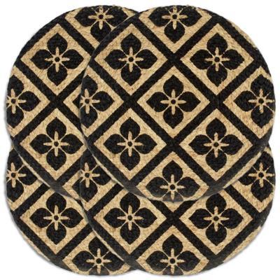 Placemats 4 st rond 38 cm jute zwart Placemats 4 st rond 38 cm jute zwart