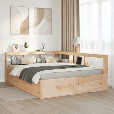 Bed met boekenkast zonder matras massief grenenhout 140x200 cm - thumbnail