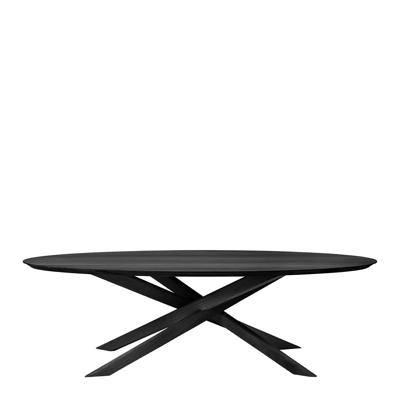 Ethnicraft Ovale Eettafel 'Mikado' Gevernist Eikenhout, 267 x 138cm, kleur Zwart Ethnicraft Ovale Eettafel 'Mikado' Gevernist Eikenhout, 267 x 138cm, kleur Zwart