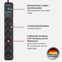 Brennenstuhl 1159710 Eco-Line PDU Stekkerdoos 6 Sockets met Schakelaar en Overspanningsbeveiliging Zwart -1,5 meter - thumbnail