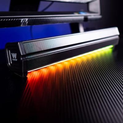 Woxter Big Bass 310 Soundbar met 20 W vermogen (RGB-achtergrondverlichting, 3,5 mm, PC/PS4/Xbox/TV/mobiele telefoon/tablet), stroomvoorziening via USB, zwart