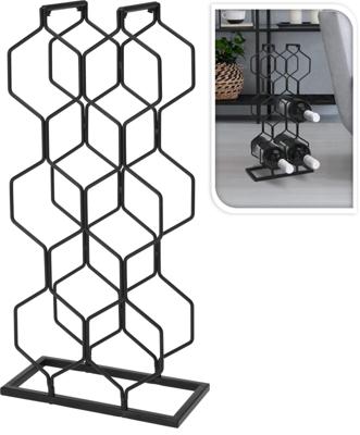 Wijnrek zwart metaal 8 flessen