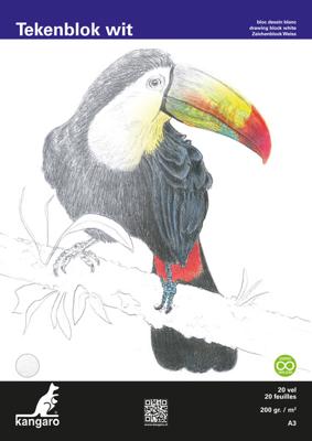 Kangaro K-5332 Tekenblok A3 200 Gr 20 Vel Wit Fijne Korrel Kopgelijmd Kangaro K-5332 Tekenblok A3 200 Gr 20 Vel Wit Fijne Korrel Kopgelijmd