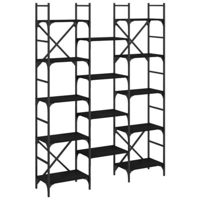 Boekenkast 127,5x28,5x172,5 cm bewerkt hout zwart