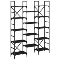 Boekenkast 127,5x28,5x172,5 cm bewerkt hout zwart - thumbnail