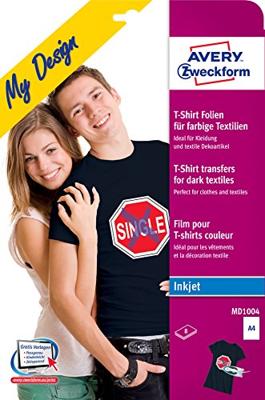 Avery-Zweckform My Design T-Shirt MD1004 Inkjet-textielfolie DIN A4 Voor gekleurd textiel, Geoptimaliseerd voor inkjet 8 vellen