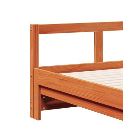 Slaapbank onderschuifbed matras 80x200 cm grenenhout wasbruin - thumbnail