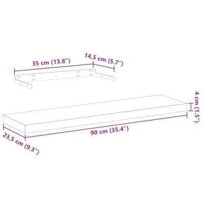 Wandschap 90x23,5x4 cm bewerkt hout