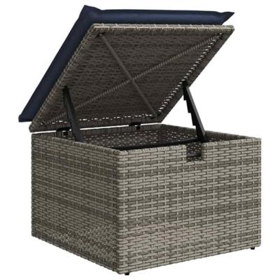 5-delige Loungeset met kussens poly rattan grijs - thumbnail