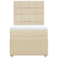 Boxspring met matras stof crèmekleurig 90x200 cm - thumbnail