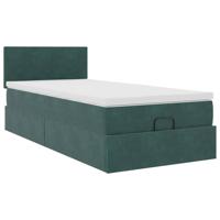 Ottoman bed met matras en LED's 90x190cm fluweel donkergroen - thumbnail