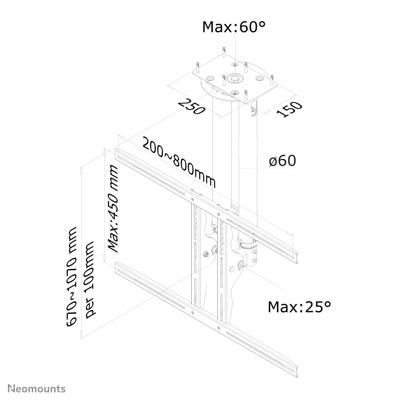 Neomounts plafondsteun plasma-c100 bevestiging (zilver, retail)