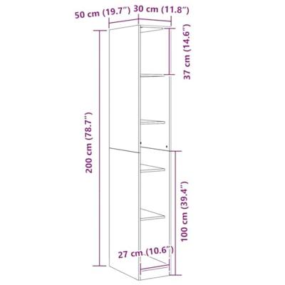 Kledingkast met plank Zwart eiken 30 x 50 x 200 cm Bewerkt hout