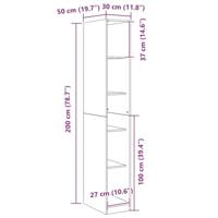 Kledingkast met plank Zwart eiken 30 x 50 x 200 cm Bewerkt hout - thumbnail