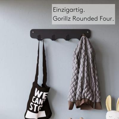 Gorillz Rounded Four Industriële Wandkapstok 4 Kapstok haken