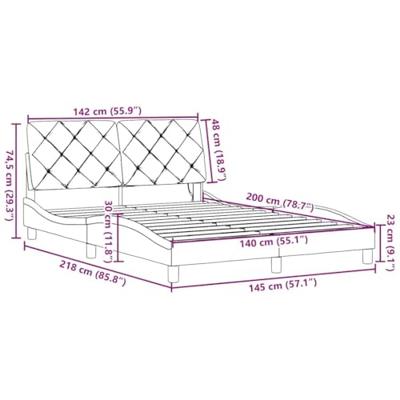 Bedframe met LED zonder matras 140x200 cm stof blauw