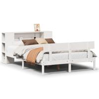 Bed met boekenkast zonder matras grenenhout wit 150x200 cm - thumbnail