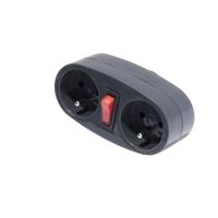 CHACON Biplite 16A-contactdoos met schakelaar in antraciet - thumbnail