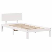 Bedframe met lades massief grenenhout wit 90x190 cm - thumbnail