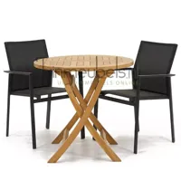 Tuinset Delia zwart stapelbaar met Milton tafel rond 80 - thumbnail