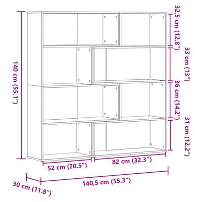 Boekenkast 4-laags hoek 85x85x140 cm bewerkt hout sonoma eiken