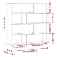 Boekenkast 4-laags hoek 85x85x140 cm bewerkt hout sonoma eiken - thumbnail