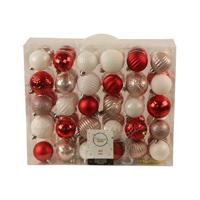 Kerstballen Mix 60 st. Wit/Rood/Roze Decoris - Decoris - thumbnail