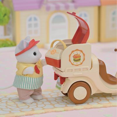 Cateringspel - SYLVANIAN FAMILIES - Hamburgerkraam - Papa Latte Kat en Scooter - thumbnail