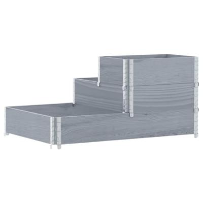 VidaXL Verhoogde plantenbak 3-laags 120x80 cm massief grenenhout grijs VidaXL Verhoogde plantenbak 3-laags 120x80 cm massief grenenhout grijs