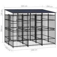 Hondenkennel met dak 5,53 m² staal - thumbnail