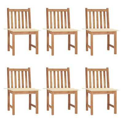 Tuinstoelen 6 st met kussens massief teakhout