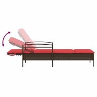 Ligbed met kussen bruin 63x200x81 cm poly rattan (alleen VS) - thumbnail