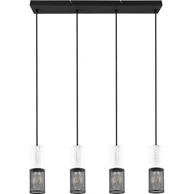 Stijlvolle Zwart-Witte LED Hanglamp 4-Lichts E27 Metaal