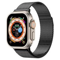 By Qubix - Stainless Steel Loop band - Zwart - Extra strong - Compatible met Apple Watch 38mm / 40mm / 41mm / 42mm - Compatible Apple watch bandjes - thumbnail