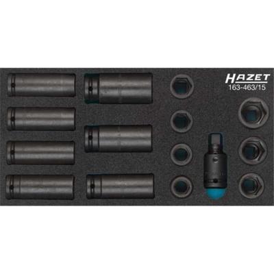 HAZET Krachtdopsleutelset 163-463/15 · 1/2 inch (12,5 mm) vierkant hol · Buiten-zeskant-tractieprofiel · 15-delig · 17 - 27
