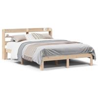 Bedframe met hoofdbord massief grenenhout wit 140x200 cm - thumbnail