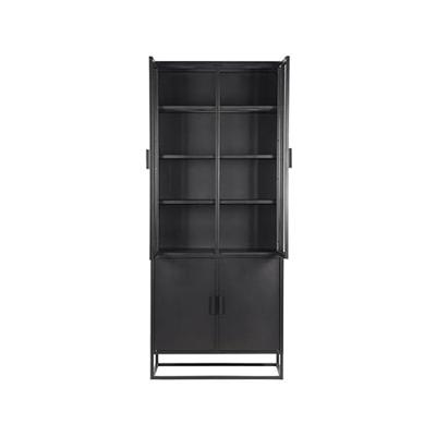 LABEL51 Vitrinekast 'Level', Metaal, 80 x 40 x 190cm, kleur Zwart LABEL51 Vitrinekast 'Level', Metaal, 80 x 40 x 190cm, kleur Zwart