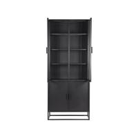 LABEL51 Vitrinekast 'Level', Metaal, 80 x 40 x 190cm, kleur Zwart - thumbnail