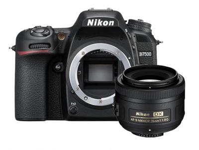 Nikon D7500 Digital SLR in DX-formaat met Nikon AF-S DX 35 mm 1:1,8 (20,9 MP, EXPEED 5-processor, AF-systeem met 51 meetvelden, ISO 100-51.200, 4K UHD video incl. timelapse video)