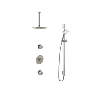 Hotbath Buddy - Inbouw Regendoucheset - 2 Stopkranen - Thermostatisch - Plafondbuis 30 cm - Hoofddouche 250 mm - Ronde Handdouche 3 Standen - Glijstang 900 mm - Waterbesparend - V02
