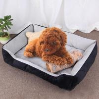 Dog Bone patroon grote zachte warme Kennel huisdier hond kat Mat deken met deken grootte: XS 50 × 40 × 15 cm (zwart-grijs) - thumbnail