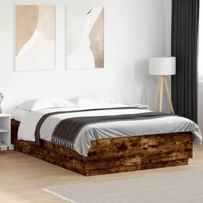 Bedframe bewerkt hout gerookt eikenkleurig 150x200 cm