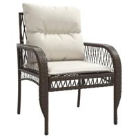 4-delige Loungeset met kussens poly rattan bruin - thumbnail