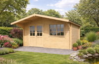 Blokhut Floor 505x445 cm + luifel 130 cm 40 mm vuren blank- - - Van Kooten - thumbnail