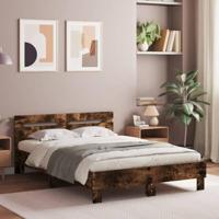 Bedframe met hoofdeinde en LED gerookt eikenkleurig 120x200 cm - thumbnail