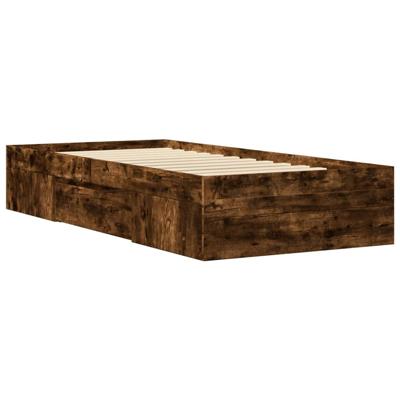 Bedframe zonder matras hout gerookt eikenkleurig 75x190 cm Bedframe zonder matras hout gerookt eikenkleurig 75x190 cm