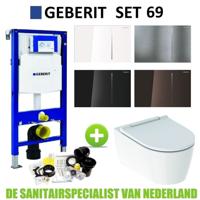 Geberit UP320 Toiletset set69 ONE Rimless Diepspoel Turboflush Wit met Sigma 70 drukplaat - thumbnail