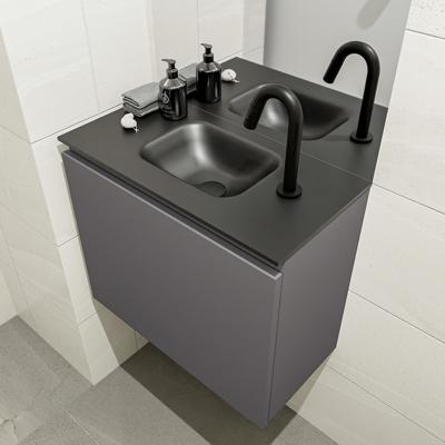 MONDIAZ OLAN 60cm toiletmeubel dark grey. LEX wastafel urban midden 1 kraangat